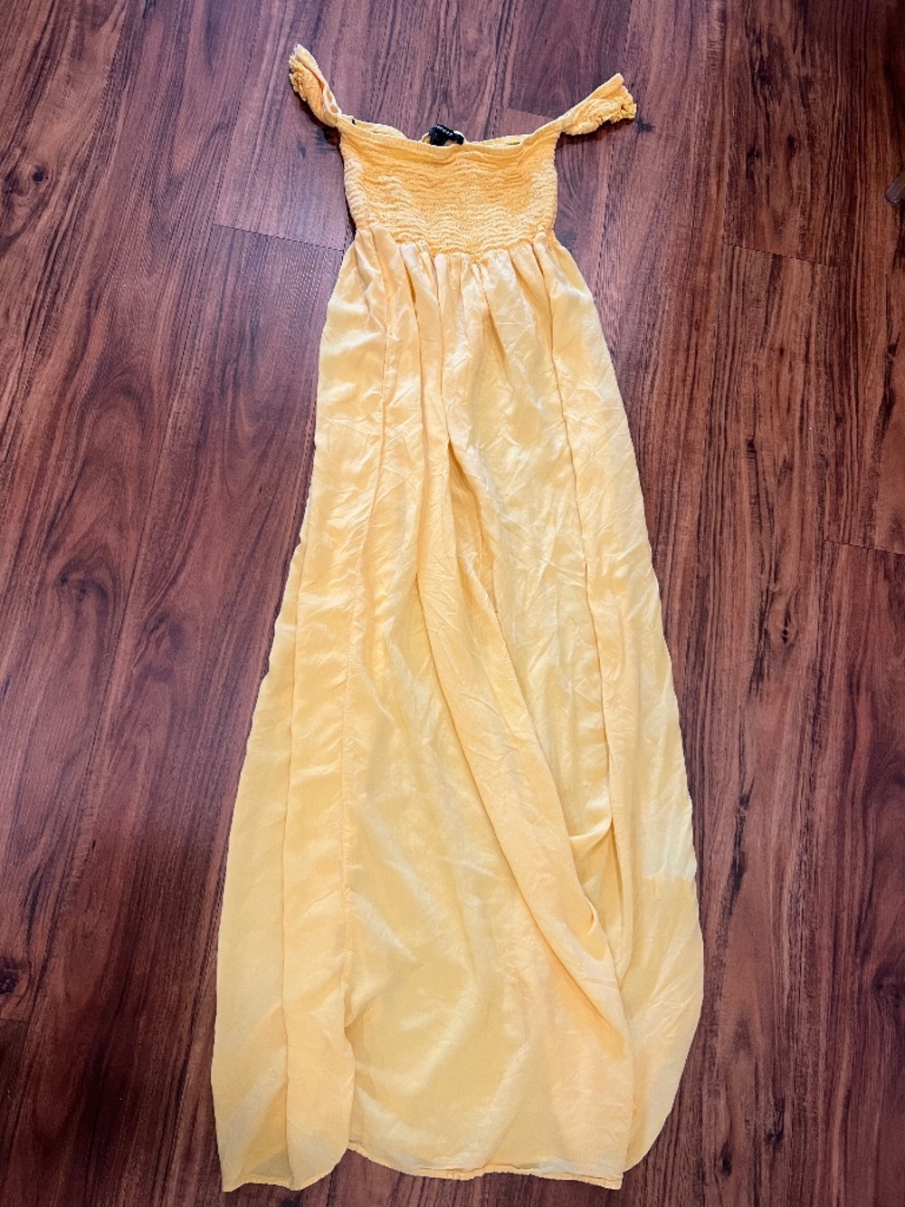 💛 Forever 21 Butter Yellow Smocked Maxi Dress | Size Medium | Cottagecore 🌼